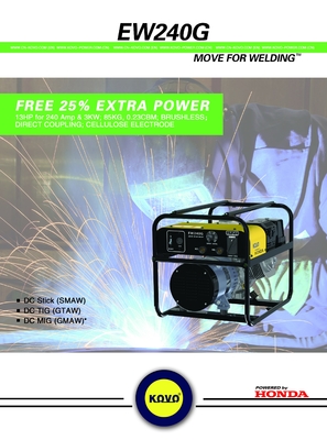 Ο γεννήτης συγκόλλησης βενζίνης KOVO EW240G 90 KG